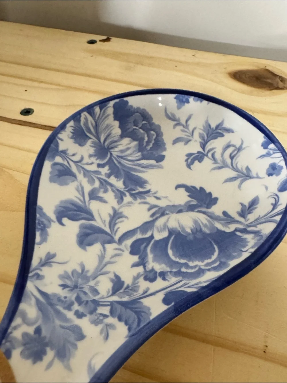 Blue Floral Ceramic Spoon Rest - Unbranded